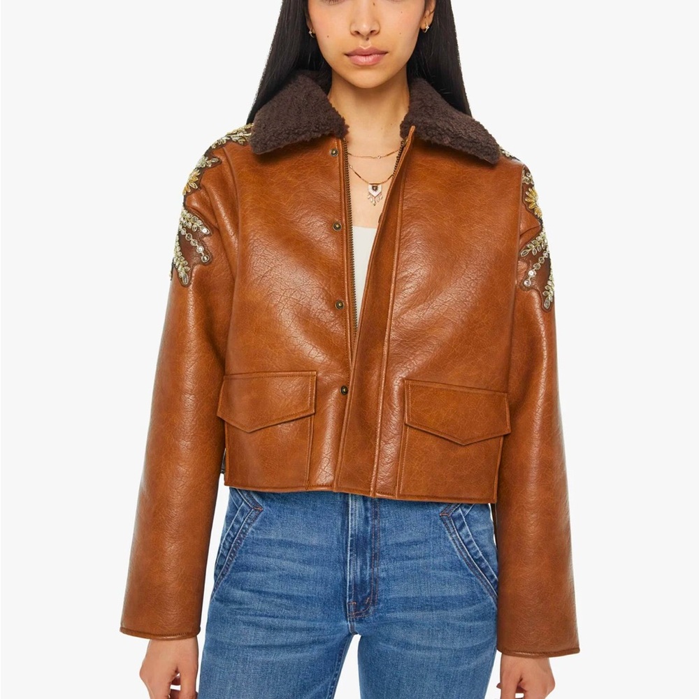 Brown Embellished Women's Jacket